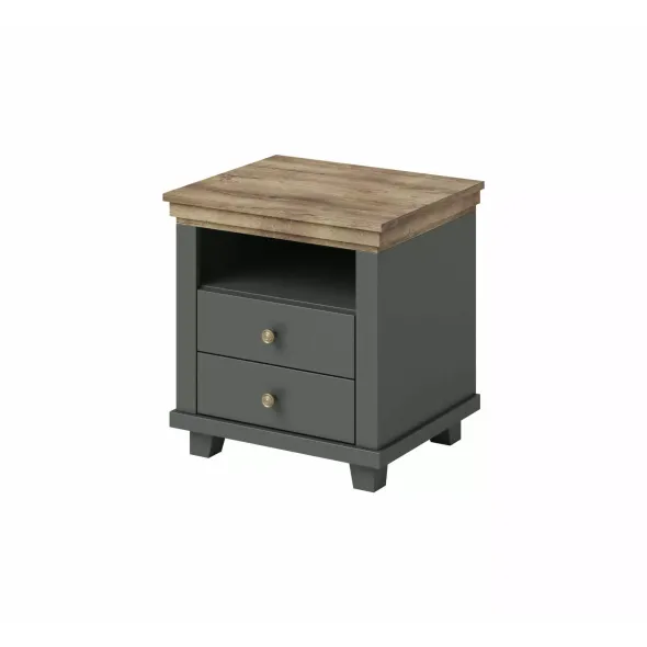 Noptiera Evora 2 Sertare, 52x42x54 cm Verde/Stejar Lefkas picture - 1