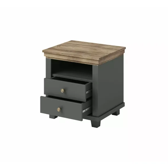 Noptiera Evora 2 Sertare, 52x42x54 cm Verde/Stejar Lefkas picture - 4
