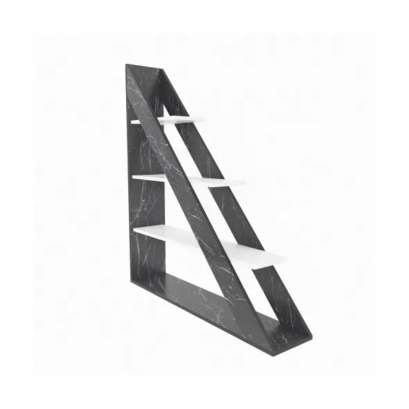 Raft Carti Pisagor,120x25x131.8  cm - Negru Marmura/Alb picture - 4