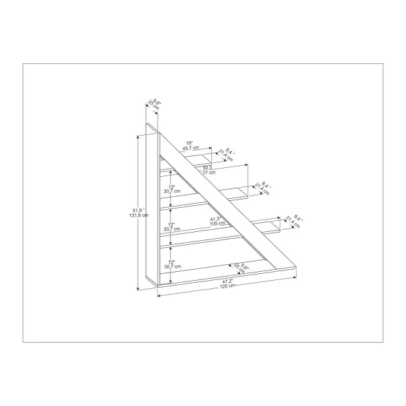 Raft Carti Pisagor,120x25x131.8  cm - Negru Marmura/Alb picture - 6