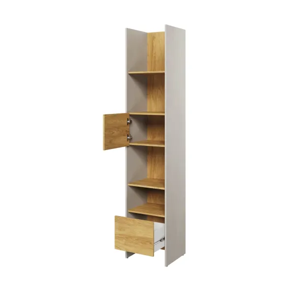 Raft Pentru Carti si Decoratiuni TEEN FLEX TF02,44x40x218 h cm,  Silk Flou/Stejar Hikory picture - 2