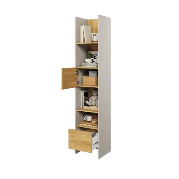 Raft Pentru Carti si Decoratiuni TEEN FLEX TF02,44x40x218 h cm,  Silk Flou/Stejar Hikory picture - 3