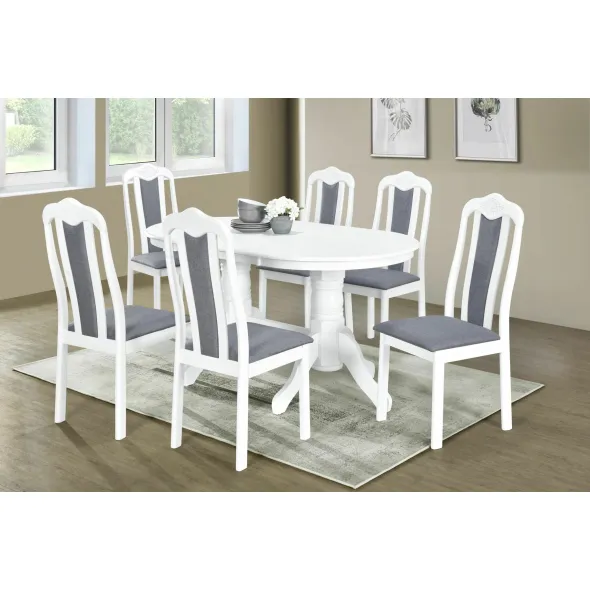 Set Masa Belmont cu 6 Scaune Lopez, 150x90x76 cm, Alba picture - 1