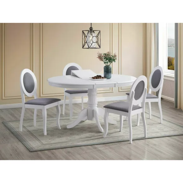 Set Masa Extensibila Odense + 4 Scaune Benoni, 106-139x106x76 cm, Alb picture - 1