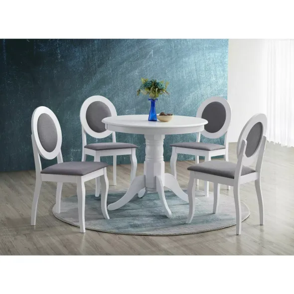 Set Masa Rotunda Gomez + 4 Scaune Benoni,  Ø90x76 cm, Alba picture - 1