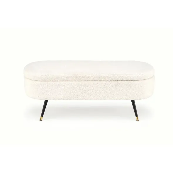 Taburet tip Bancuta Cu Spatiu de Depozitare, Abiko, 120x40x46 h cm, Stofa Tip Boucle, Crem picture - 3