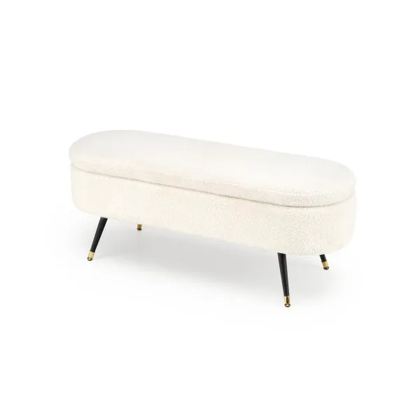 Taburet tip Bancuta Cu Spatiu de Depozitare, Abiko, 120x40x46 h cm, Stofa Tip Boucle, Crem picture - 4