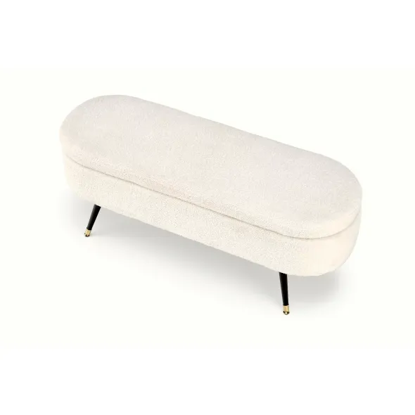 Taburet tip Bancuta Cu Spatiu de Depozitare, Abiko, 120x40x46 h cm, Stofa Tip Boucle, Crem picture - 5