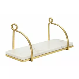 Raft de perete, Roma2320, Auriu,Alb, Metal si Marmura, 18x40x16 cm