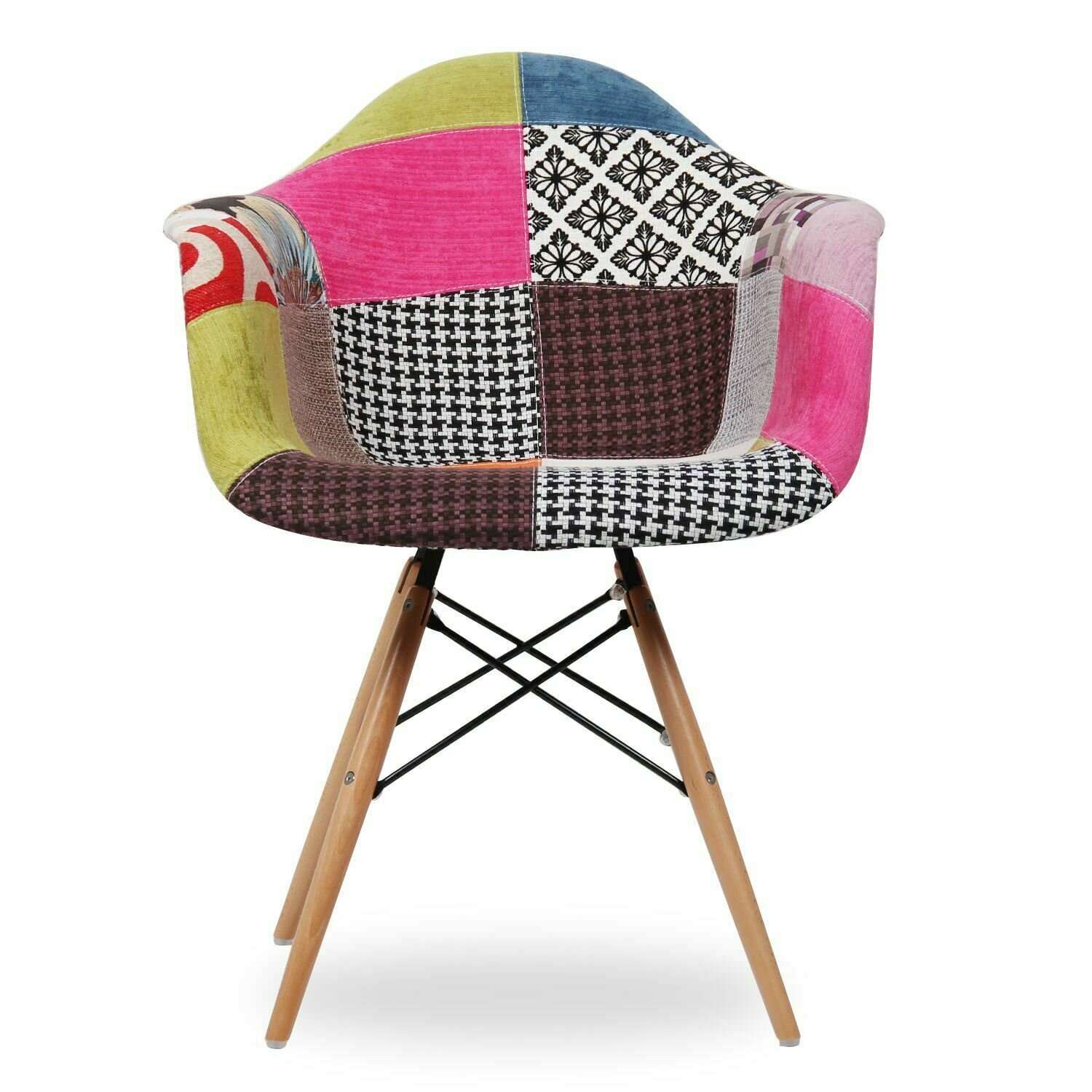 scaun tapitat cu stofa si picioare metalice Scaun Bombay Stofa Multicolora Patchwork