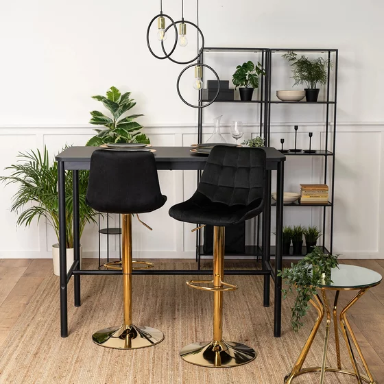 Scaun de Bar Akita, 45x42x91/112 cm, Metal/Catifea, Negru/Auriu picture - 10