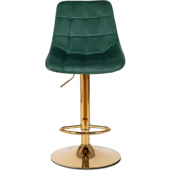 Scaun de Bar Akita, 45x42x91/112 cm, Metal/Catifea, Verde/Auriu picture - 2
