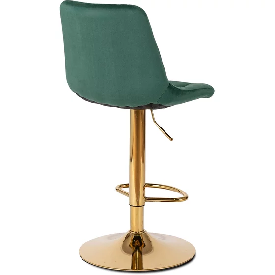 Scaun de Bar Akita, 45x42x91/112 cm, Metal/Catifea, Verde/Auriu picture - 3
