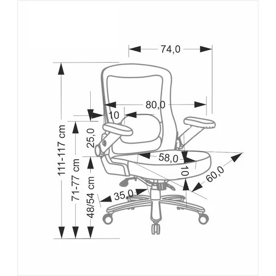Scaun De Birou Cyprus, Ergonomic, 80x74x111-117 h cm, Rezistent