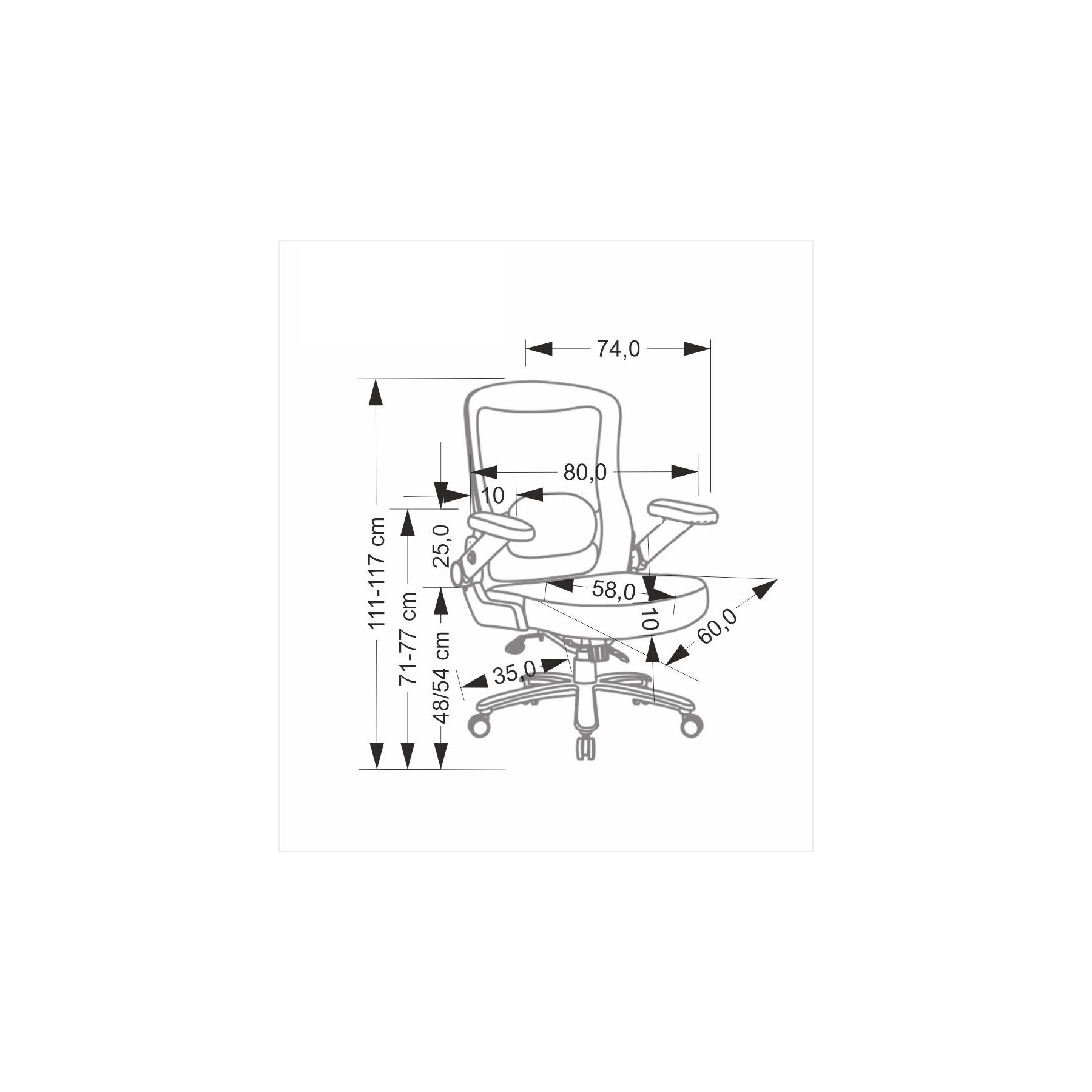 Scaun De Birou Cyprus, Ergonomic, 80x74x111-117 h cm, Rezistent