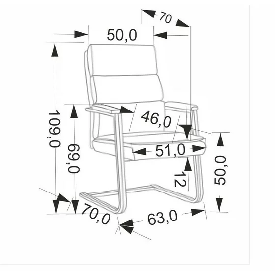 Scaun Vizitator Anatol Skid, 63x70x109, Negru picture - 6