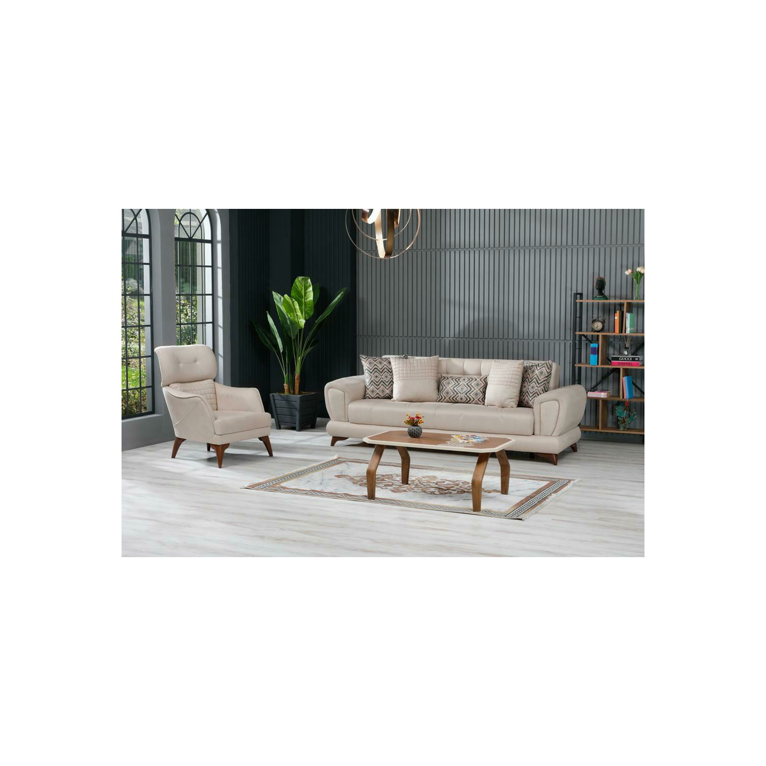 Set canapea extensibila loris 3l + fotoliu loris