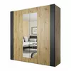 Set Dormitor Sigma, Dulap Usi Culisante 200x64x213 cm, Pat, Noptiere, Comoda, Stejar Artisan/Negru Mat picture - 2
