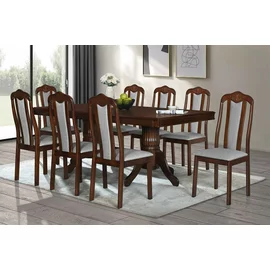 Set Masa Dubai + 6 Scaune Lopez, 200x100x76 cm, Lemn + MDF, Nuc