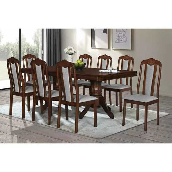 Set Masa Dubai + 6 Scaune Lopez, 200x100x76 cm, Lemn + MDF, Nuc picture - 1