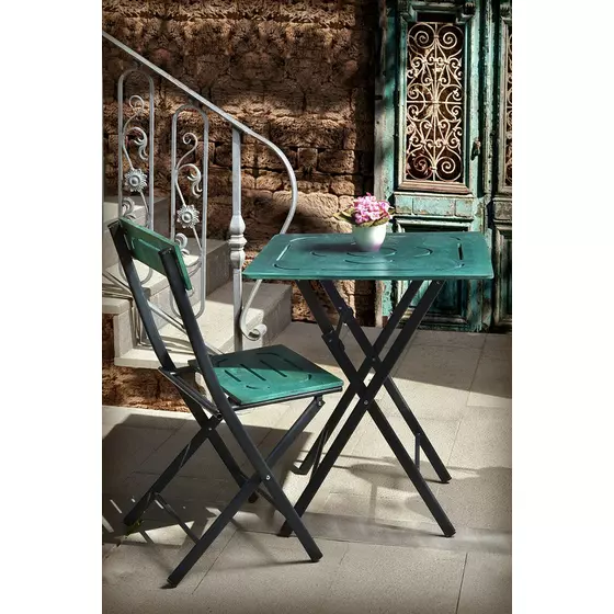 Set Masuta cu 2 scaune pentru Gradina/Terasa, Bistro, 60x60x73 cm, Verde/Negru picture - 2