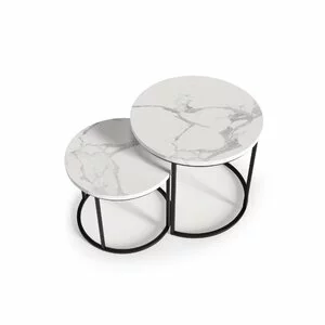 Set Masute Cafea Oreo Alb Marmura