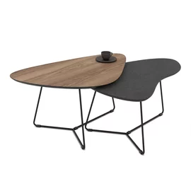 Set Masute Cafea TUSSEY, MDF, Nuc Hazar/Negru