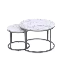 Set Masute de Cafea Parla Alb Marmura/Silver