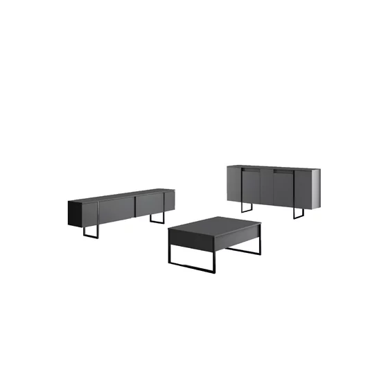 Set Mobilier Living Luxe, 3 piese, Antracit/Negru picture - 10