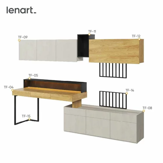 Set Mobilier pentru Copii, TEEN FLEX SET01, 297x61x193 h cm,  Silk Flou/Stejar Hikory picture - 3