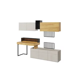 Set Mobilier pentru Copii, TEEN FLEX SET02, 239x61x193 h cm,  Silk Flou/Stejar Hikory