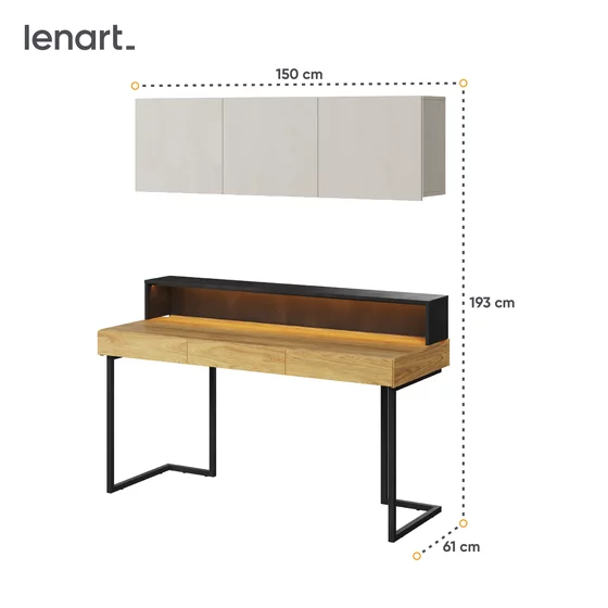 Set Mobilier pentru Copii, TEEN FLEX SET12A, 150x61x193 h cm,  Silk Flou/Stejar Hikory picture - 3