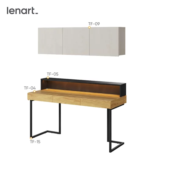 Set Mobilier pentru Copii, TEEN FLEX SET12A, 150x61x193 h cm,  Silk Flou/Stejar Hikory picture - 4