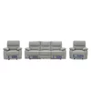Set Recliner Lusso 51567, Canapea 3RR, 199x99x100 cm + 2 Fotolii, Piele Naturala, Gri Stone picture - 1