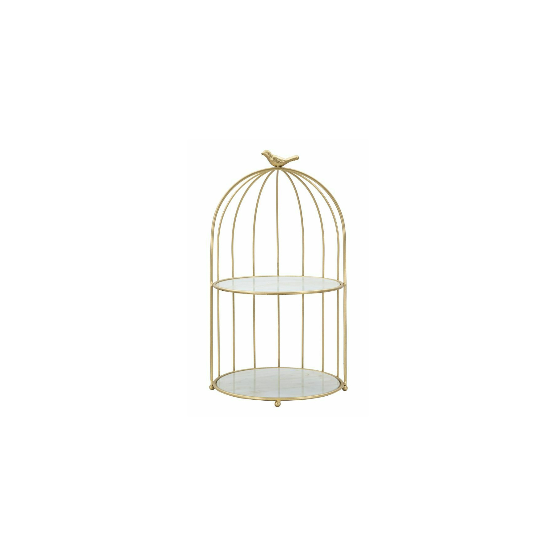 Suport decorativ, roma2359, alb si auriu, metal si sticla, 40.5x23x23 cm