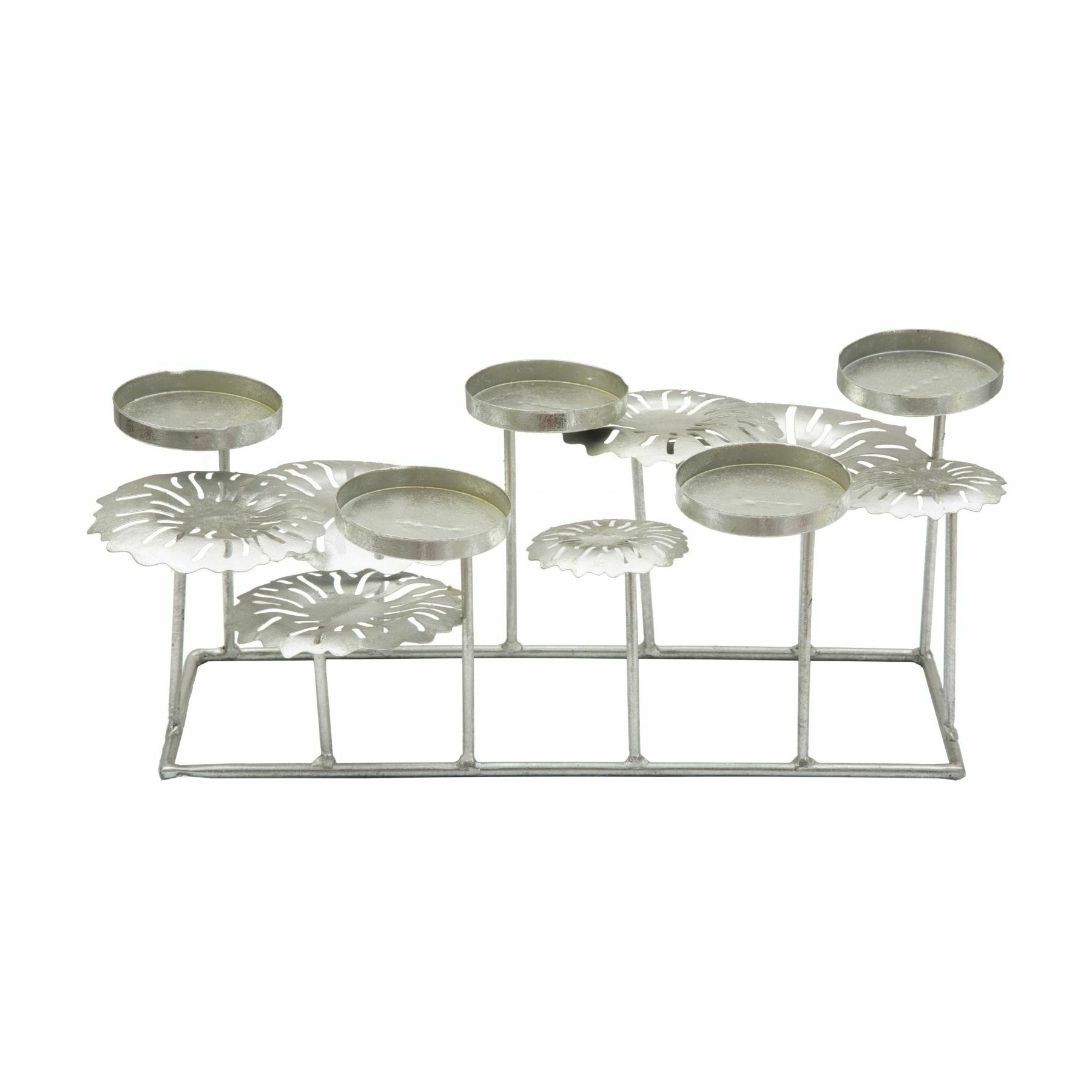 Suport lumanare, Roma2487, Argintiu, Metal, 15.5x40x19 cm