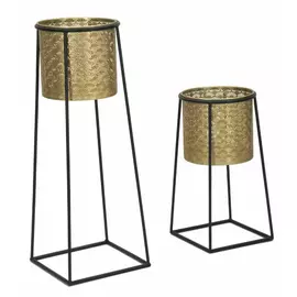 Suport pentru flori, Roma1958, Negru si Auriu, Metal , 70/45x26/23x26/23 cm