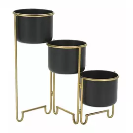 Suport pentru flori, Roma2098, Negru si Auriu, Metal, 55x68x22.5 cm