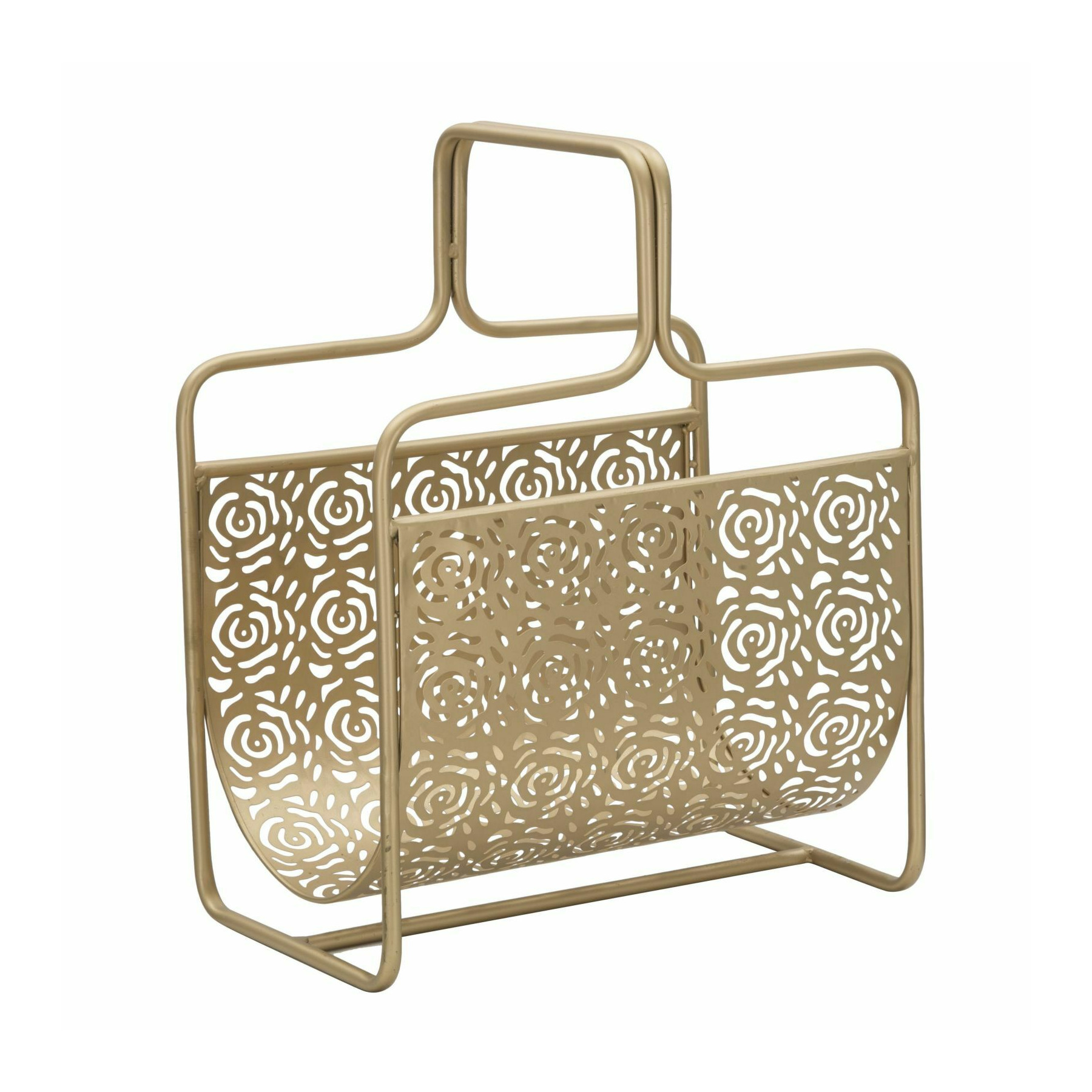 Suport reviste, roma2355, auriu, metal, 44.5x37x22 cm