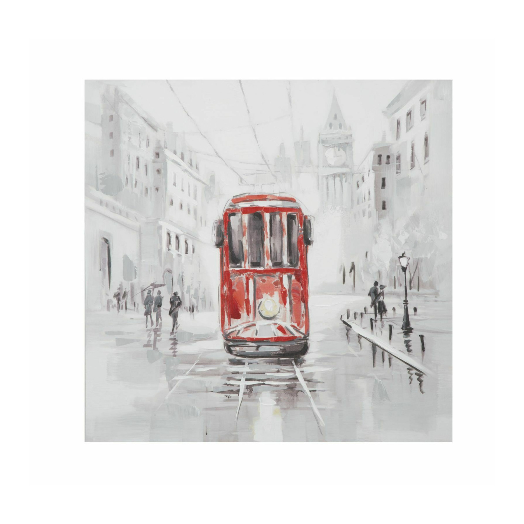 Tablou cu tren, Roma1120, Multicolor, Lemn de brad si Canvas, 80x80x3 cm