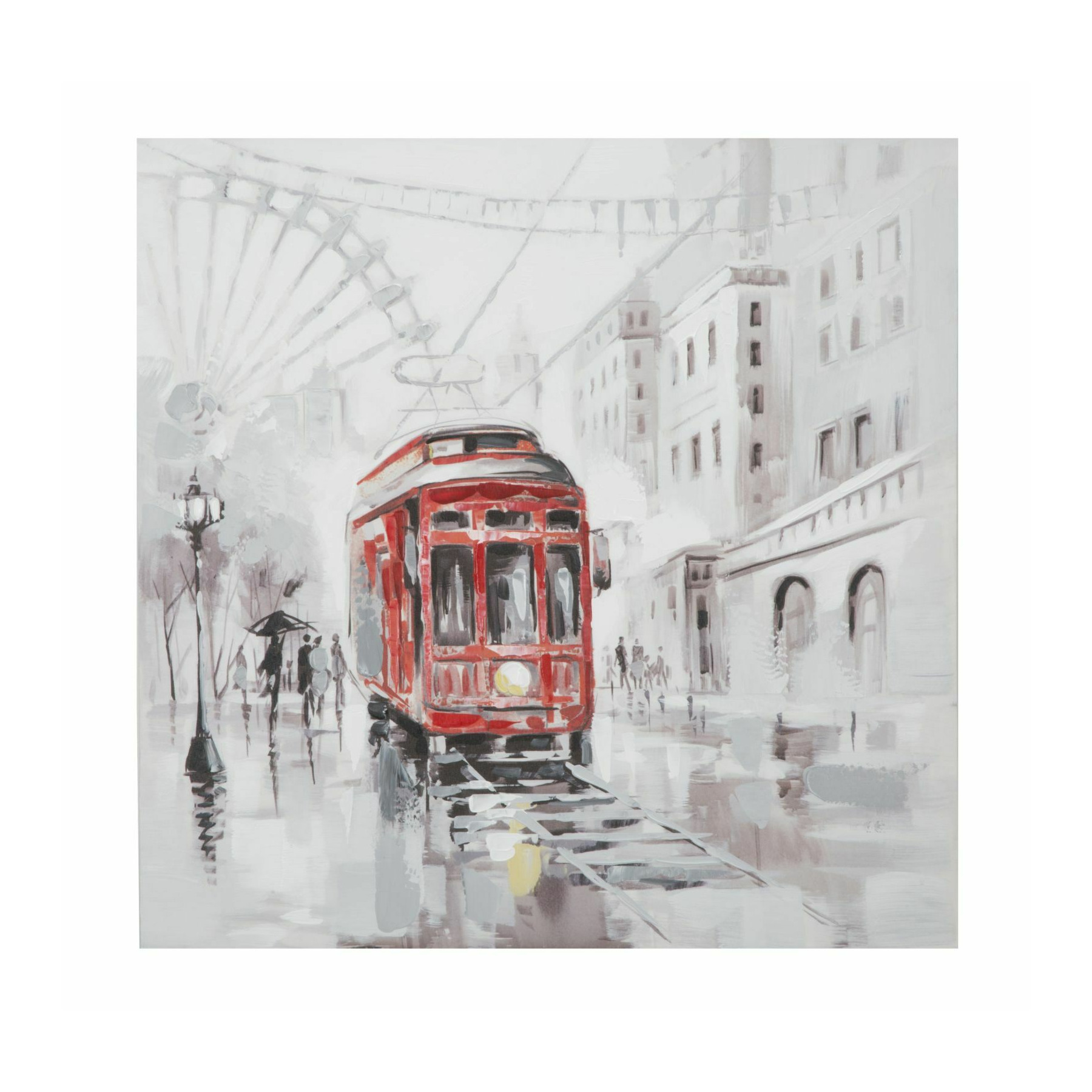 Tablou cu tren, Roma1121, Multicolor, Lemn de brad si Canvas, 80x80x3 cm