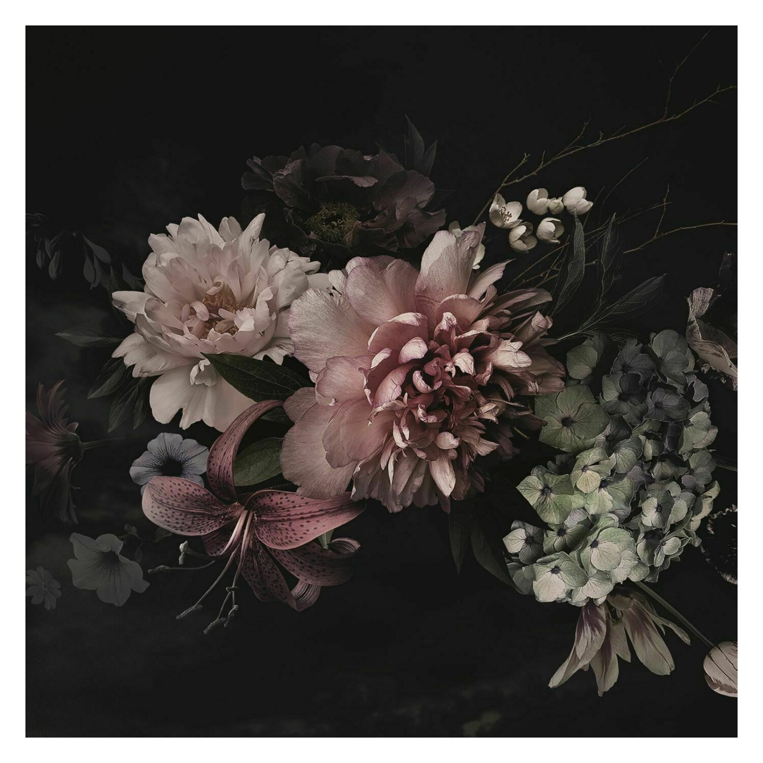 Tablou decorativ flowers iii 80x80 sticla