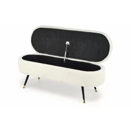 Taburet tip Bancuta Cu Spatiu de Depozitare, Abiko, 120x40x46 h cm, Stofa Tip Boucle, Crem