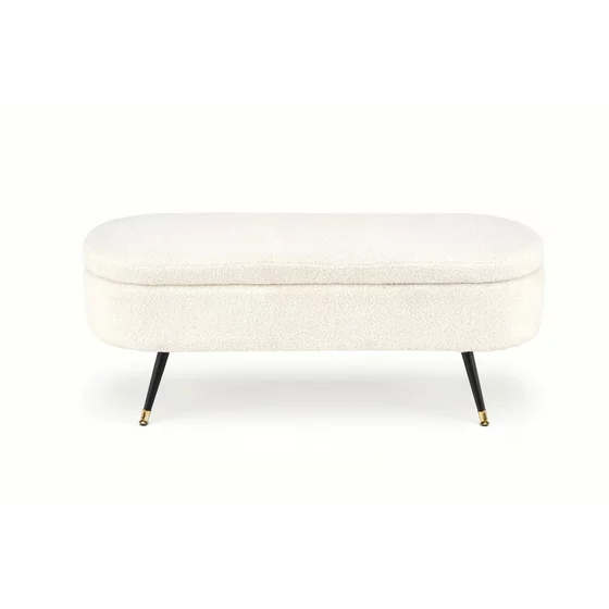 Taburet tip Bancuta Cu Spatiu de Depozitare, Abiko, 120x40x46 h cm, Stofa Tip Boucle, Crem picture - 3