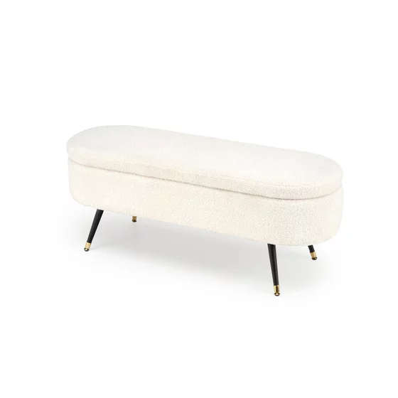 Taburet tip Bancuta Cu Spatiu de Depozitare, Abiko, 120x40x46 h cm, Stofa Tip Boucle, Crem picture - 4