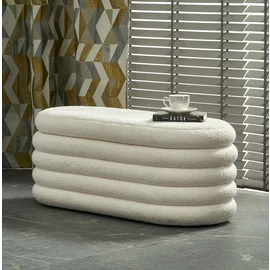 Taburet tip Bancuta Cu Spatiu de Depozitare, Blitz, 105x42x42 h cm, Stofa Tip Boucle, Crem