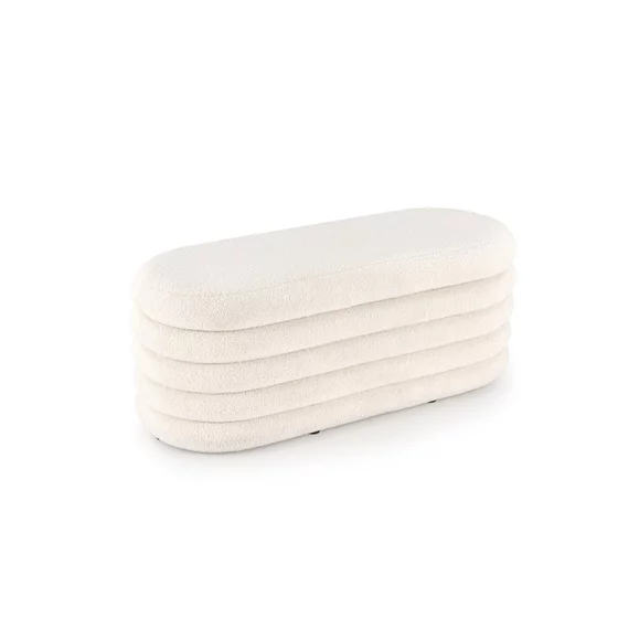 Taburet tip Bancuta Cu Spatiu de Depozitare, Blitz, 105x42x42 h cm, Stofa Tip Boucle, Crem picture - 4