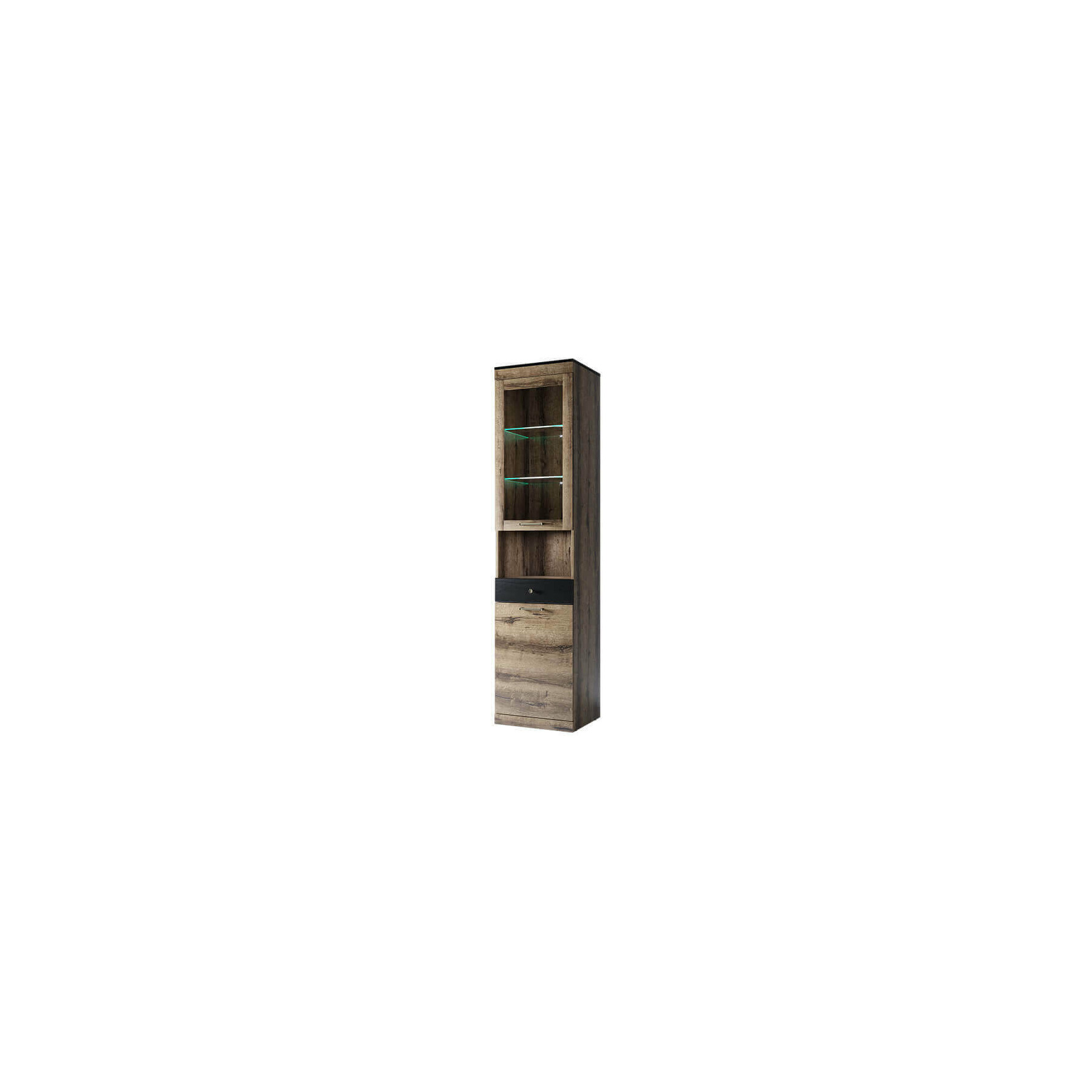 Vitirna 2 usi + sertar jagger 1v1d1sn, 50x42.8x210 cm, stejar monastery/negru