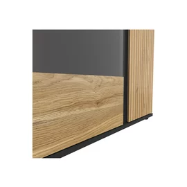 Vitrina 2 Usi Luen, 95x39.5x146 h cm, Pal Melaminat, Negru/Stejar Mauvella/Stejar Tegola