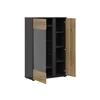 Vitrina 2 Usi Luen, 95x39.5x146 h cm, Pal Melaminat, Negru/Stejar Mauvella/Stejar Tegola picture - 3
